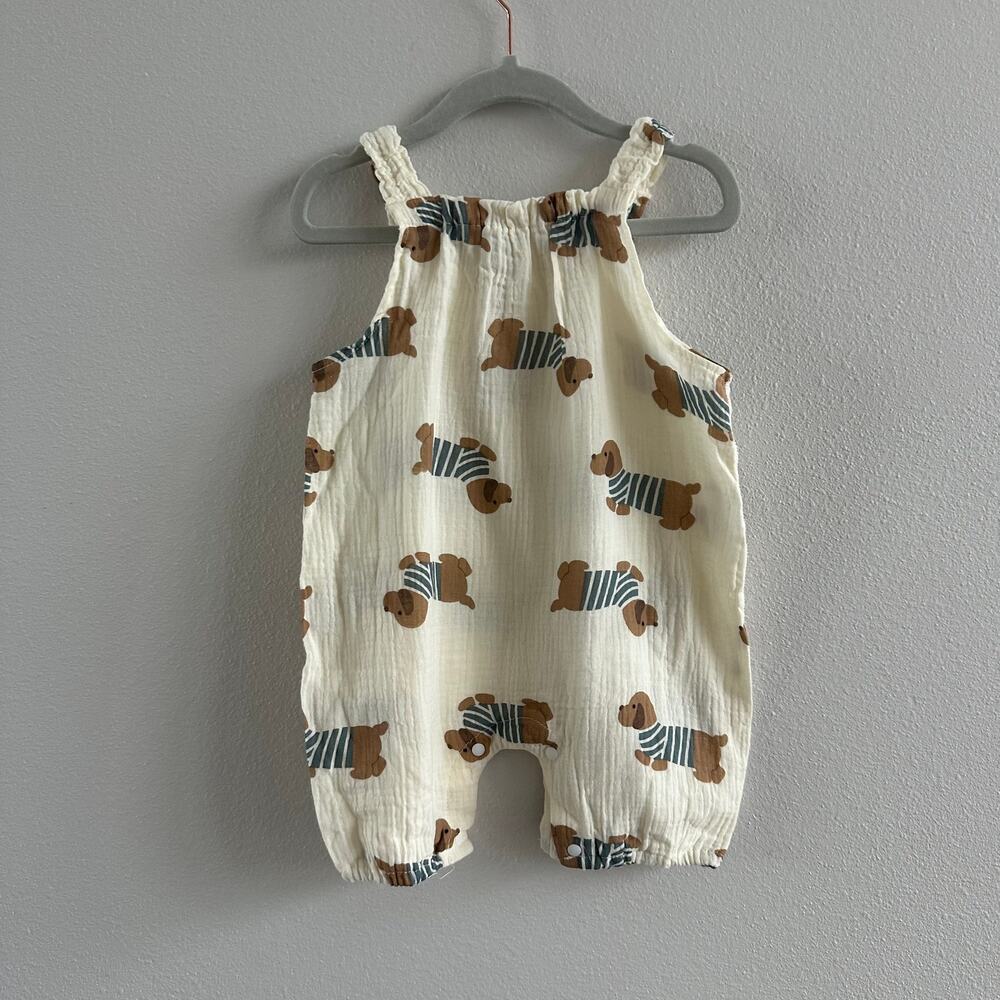 Baby Boy Dog Print cotton overall Size 12M